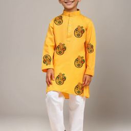 DEVOILER Boys Ethnic Motifs Printed Mandarin Collar Cotton Straight Kurta-picture-42