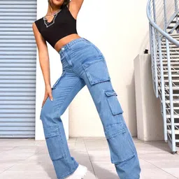 DressBerry Women Comfort Wide Leg High-Rise Acid Wash Stretchable Jeans image 5