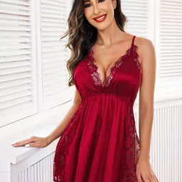 Esensuelle 7 Women Satin Shoulder Straps Baby Doll-image-16