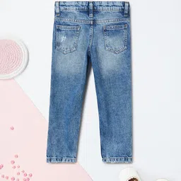 max Girls Regular Fit Mid-Rise Highly Distressed Cotton Light Fade Stretchable Jeans image 4