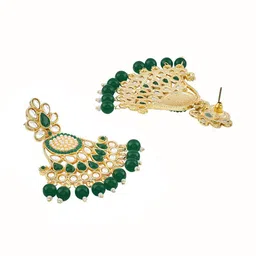 TEEJH Gold Plated Artificial Stones Studded Classic Chandbalis image 2