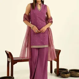 fiorra Women Viscose Rayon Kurta Palazzo Dupatta Set-picture-21