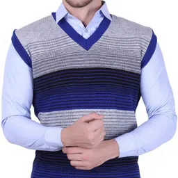 stars collection Men Woven V Neck Multicolor Sweater-picture-20