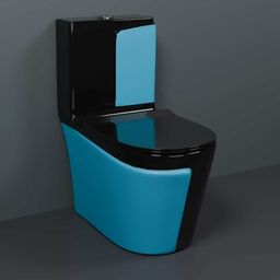 d o t Premium Quality C019 Premium Quality Shining Black commode with Blue Matt Finish and Round Flush Western Commode-picture-23