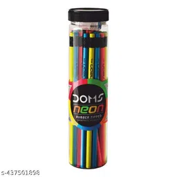 Doms Neon Rubber Tipped HB/2 Graphite Pencil Jar Pack | Free Sharpener, Eraser & Scale Inside | Pack of 30 Pencils X 2box-picture-11
