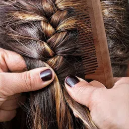 FEELHIGH Set Of 2 Neem Wood Rat Tail Comb To Control Hair Fall - Brown image 3