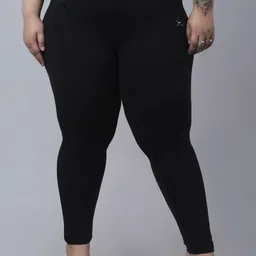 trend level Women Regular Fit Black Cotton Blend Trousers-picture-14