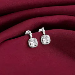 925 Silver Zircon Halo Earring|dangler to girl|Lifetime Plating|6 Month Warranty Zircon Sterling Silver Plug Earring-image-76