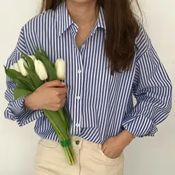 bns Women Regular Fit Striped Button Down Collar Casual Shirt image 1