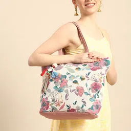 Sangria Floral Printed Oversized Shopper Tote Bag-picture-57