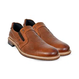 HX London Men Textured Leather Formal Slip-On Shoes image 3
