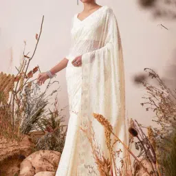 Soch Off-White Embroidered Saree With Unstitched Blouse-image-37