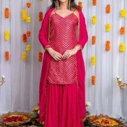 Label Shaurya Sanadhya Pink Sharara With Heavy Kurta Set-picture-23