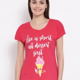 Clovia Pink Printed T-Shirt-picture-15
