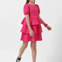 VERO MODA GIRL Pink Solid Dress-image-40