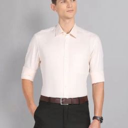 AD by Arvind Beige Regular Fit Textured Shirt-picture-3