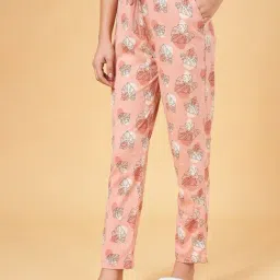 Dreamz by Pantaloons Peach Cotton Floral Print Pyjamas image 3