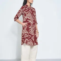 Rangmanch By Pantaloons Maroon Regular Fit Printed Kurta image 3