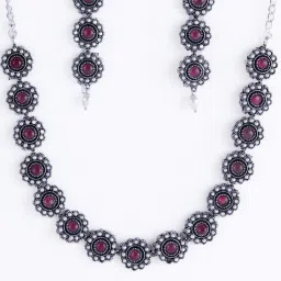 Panash Silver Plated Stone Studded Jewellery Set image 4