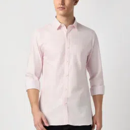 Peter England Pink Cotton Slim Fit Shirt-image-96