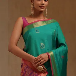 Soch Green Woven Design Saree With Unstitched Blouse image 4
