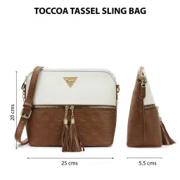 lavie signature Lavie White & Brown Color Block Sling Handbag image 4