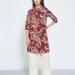 Rangmanch By Pantaloons Maroon Regular Fit Printed Kurta-picture-21