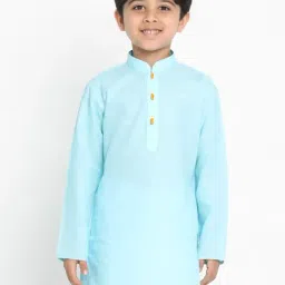 VASTRAMAY Kids Aqua Blue Modern Fit Kurta-picture-39