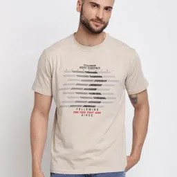 Cantabil Beige Regular Fit Printed T-Shirt-image-55