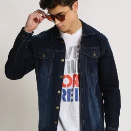 VOXATI Dark Blue Full Sleeves Shirt Collar Denim Jacket-picture-11