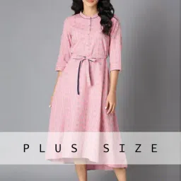 Aurelia Pink Cotton Printed A-Line Dress-picture-28