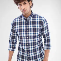 Spykar Blue Slim Fit Checks Shirt-picture-23