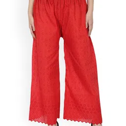 SRISARAS Women Embroidered Mid-Rise Cotton Parallel Trousers-picture-34