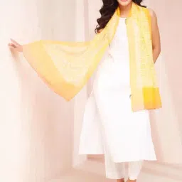 Mustard Cotton Silk Stole-image-65