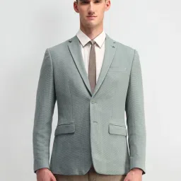 Arrow Medium Green Slim Fit Self Pattern Blazer image 4