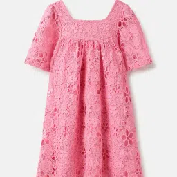 United Colors Of Benetton Girls Pink Regular Fit Embroidered Dress-picture-45