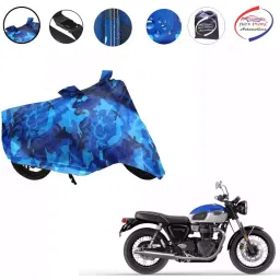 Auto Pearl Polyester Waterproof Two Wheeler Cover for Triumph Bonneville T100,(Ocean Blue)-picture-35