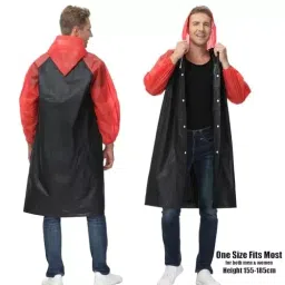 HACER EVA Hooded Type Top Button Closer Black Poncho Raincoat Free Size for Unisex, MK013-05-N image 2