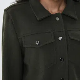 LOV by Westside Olive Green Velvet Textured Jacket image 4