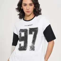 Ajile By Pantaloons White Loose Fit Printed Sports T-Shirt-picture-32