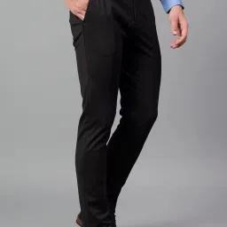 Cantabil Black Regular Fit Self Pattern Trousers image 4