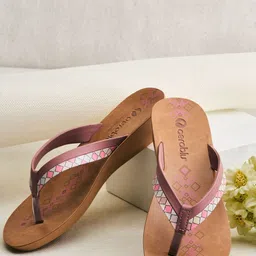 Aeroblu Women Printed Strappy Ethnic Open Toe Flats with No Back Strap-image-5