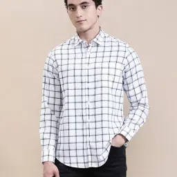 Crocodile White Cotton Checked Regular Fit Shirt-picture-10