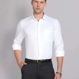 AD by Arvind White Regular Fit Self Design Shirt-picture-32