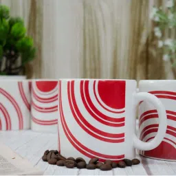 Femora Red Ceramic Handcrafted Tea Cups (0.18 L) - Set of 6 image 4