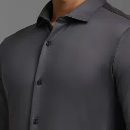 Louis Philippe Grey Cotton Slim Fit Shirt image 4