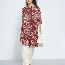 Rangmanch By Pantaloons Maroon Regular Fit Printed Kurta image 4