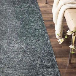 Obsessions Grey Polypropylene & Polyester Diamond Shaggy Bedside Runner-picture-4