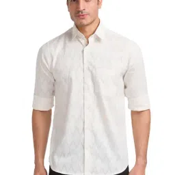 ColorPlus Beige Cotton Tailored Fit Texture Shirt-picture-21