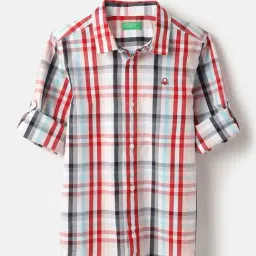 United Colors of Benetton Boys Multicolor Regular Fit Spread Collar Checkered Shirt-picture-25